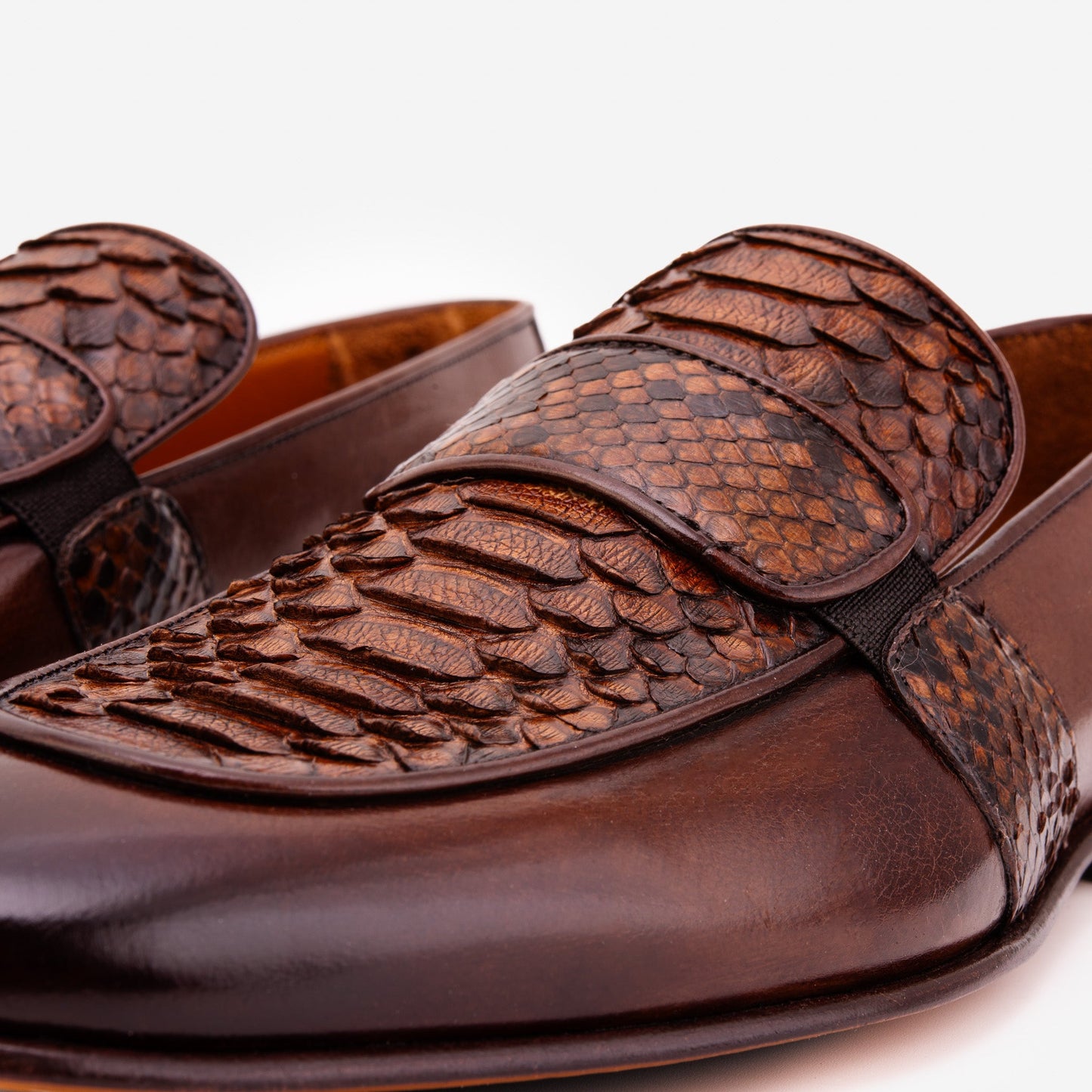 The Dorian Tan Python & Baby Buffalo Leather Loafer Men Shoe