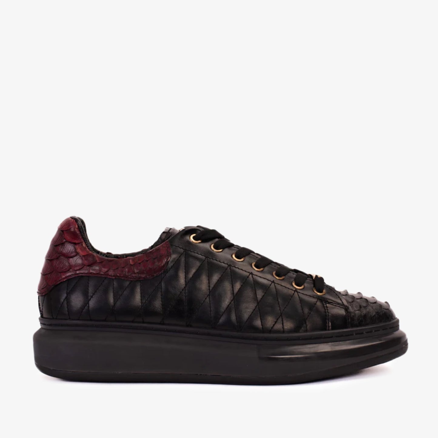 The Adler Pyht Snk Skin Black & Burgundy Men Sneaker