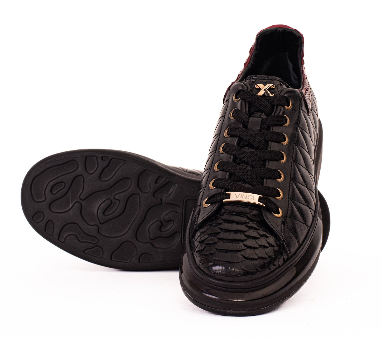 The Adler Pyht Snk Skin Black & Burgundy Men Sneaker
