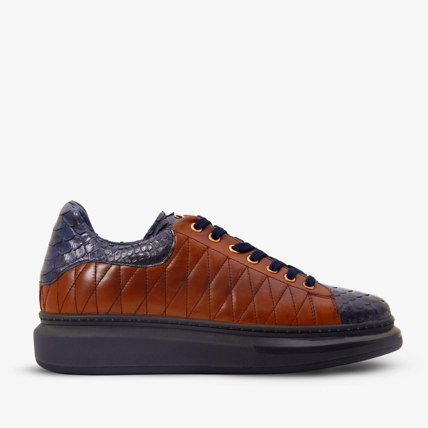 The Adler Pyht Snk Skin Tan & Navy Men Sneaker