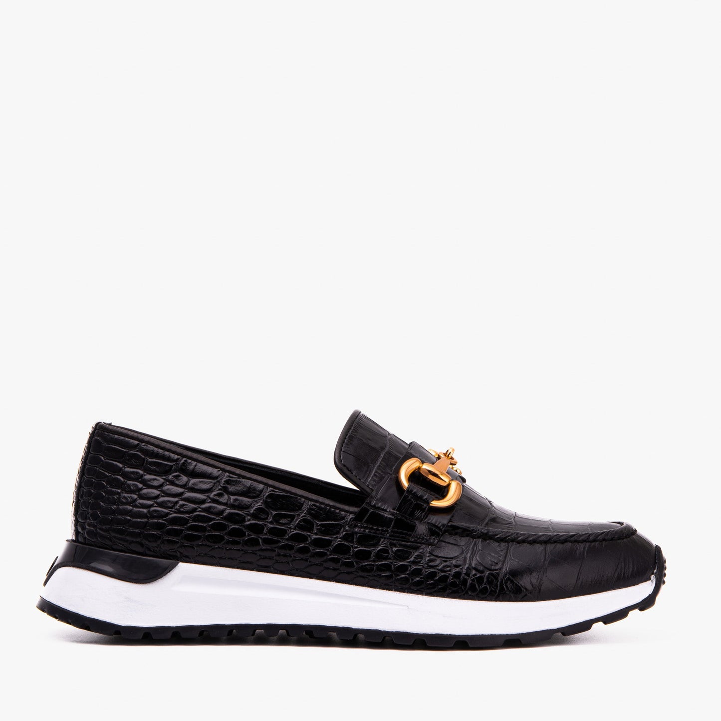 The Milan Black Croc-Embossed Leather Women Sneaker