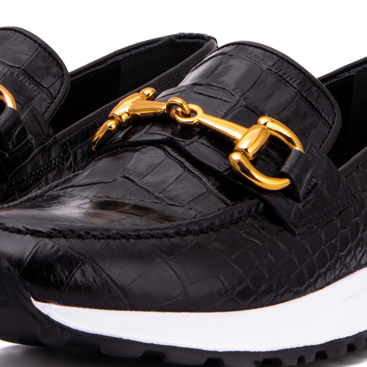 The Milan Black Croc-Embossed Leather Women Sneaker