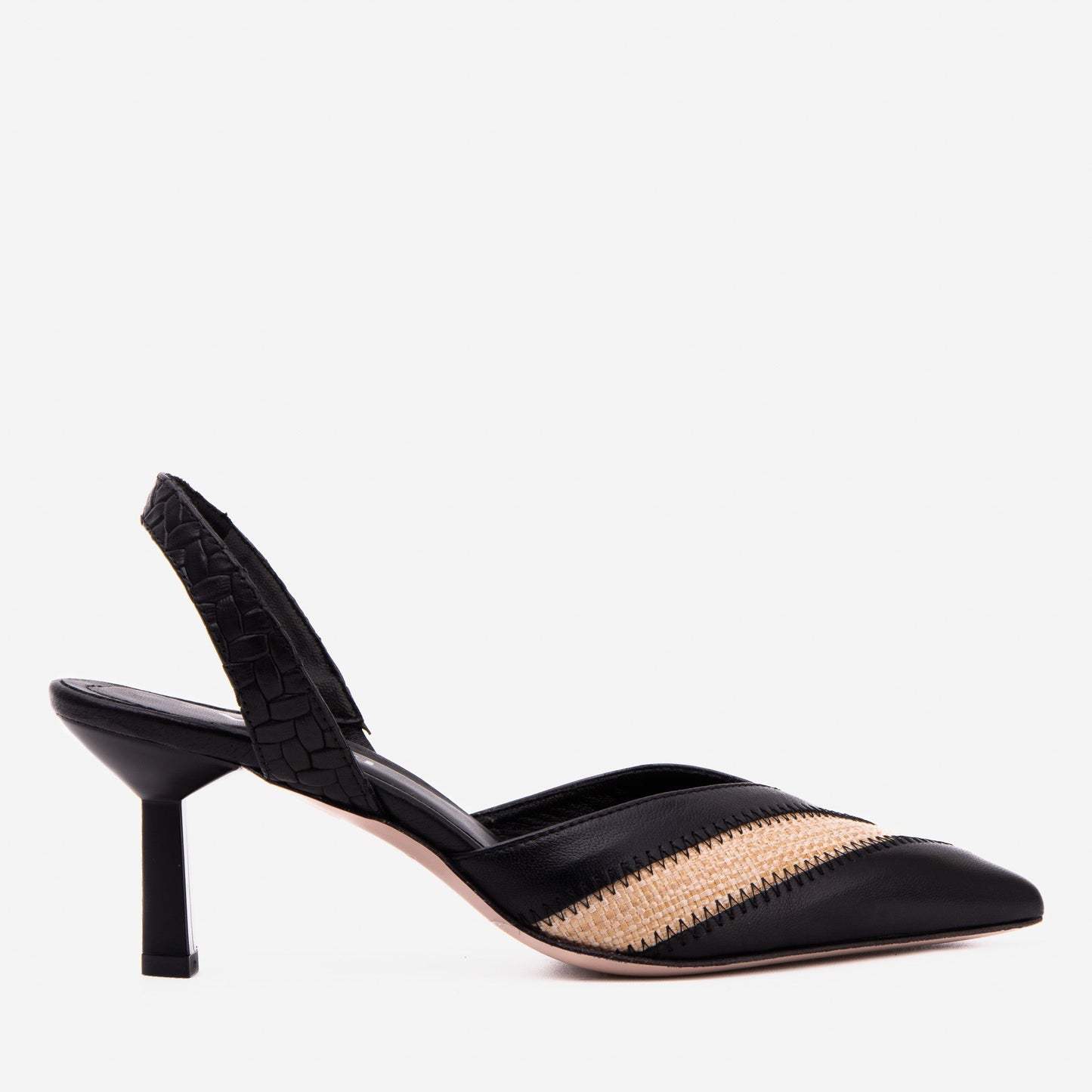 The Riviera Black & Raffia Slingback Women Sandal
