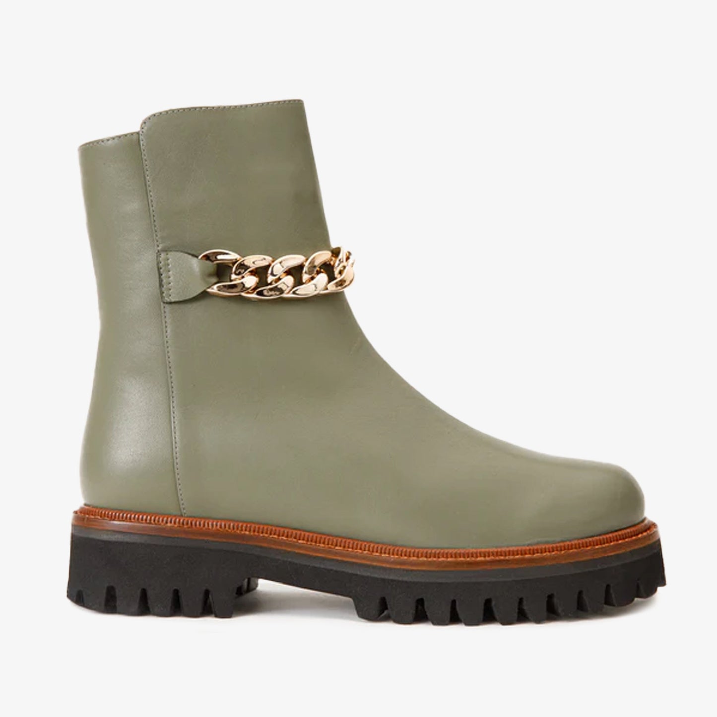 The Nassau Green Leather Ankle Women Boot