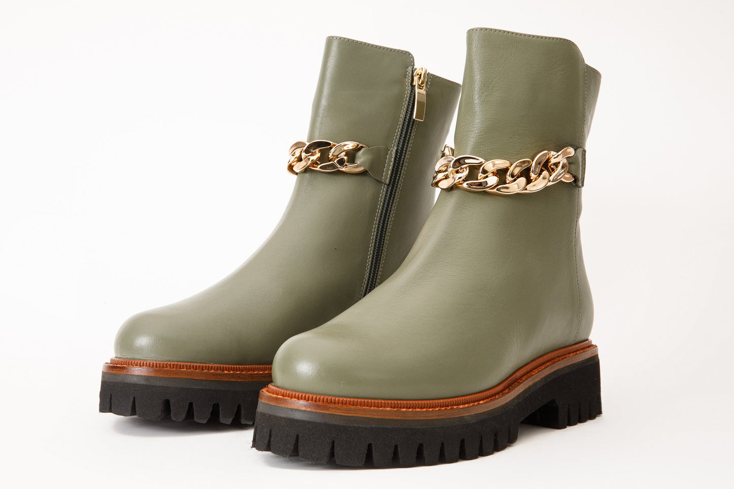 The Nassau Green Leather Ankle Women Boot