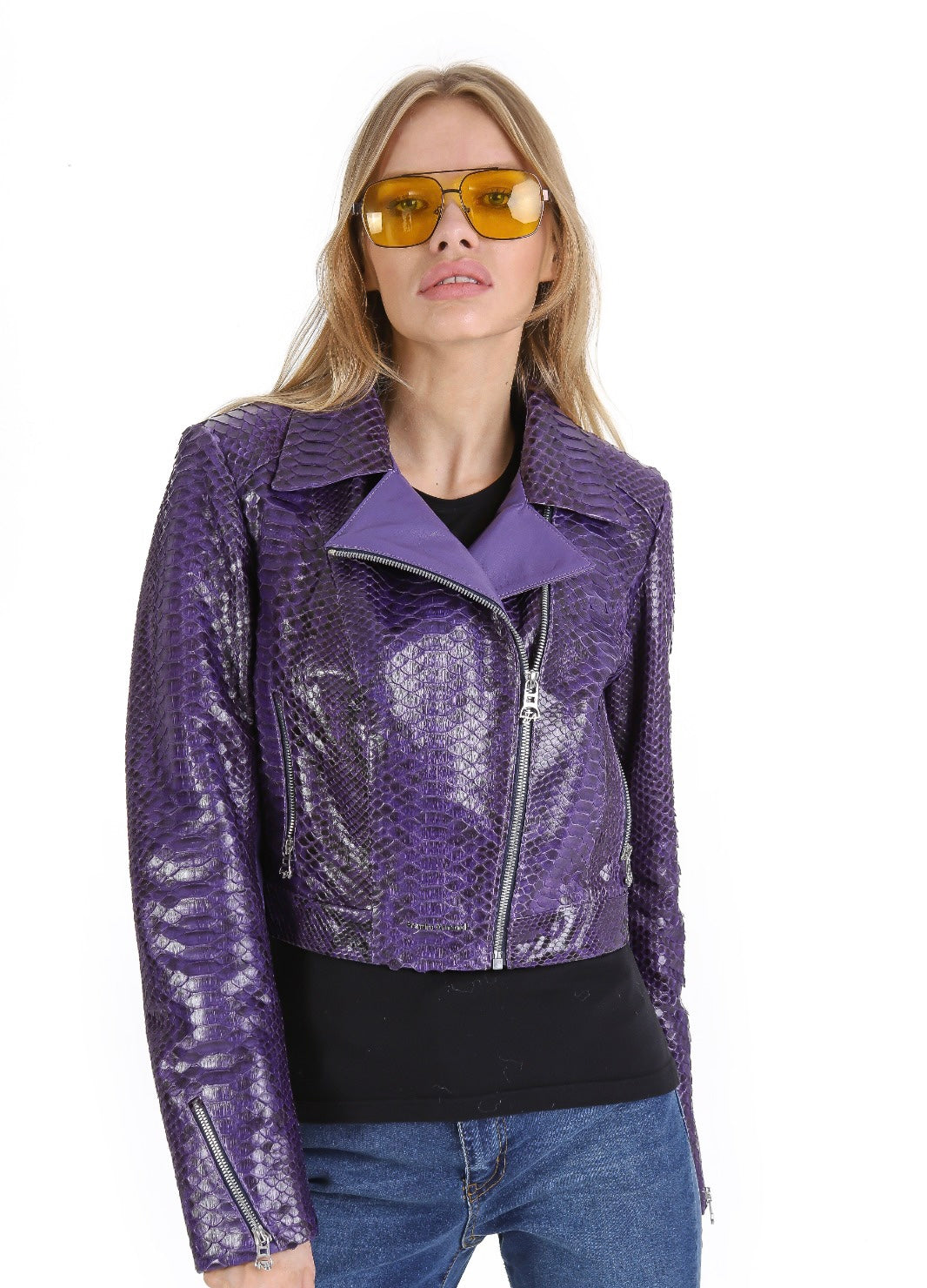 The Rubert Purple Pyht Leather Women Jacket