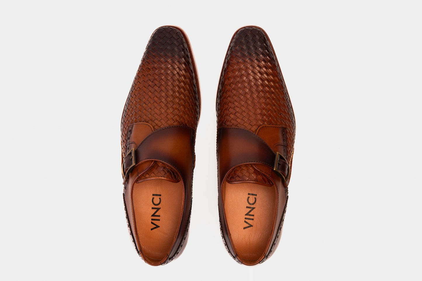 The Rolls Woven Tan Leather Single Monk Strap Handmade Men Shoe
