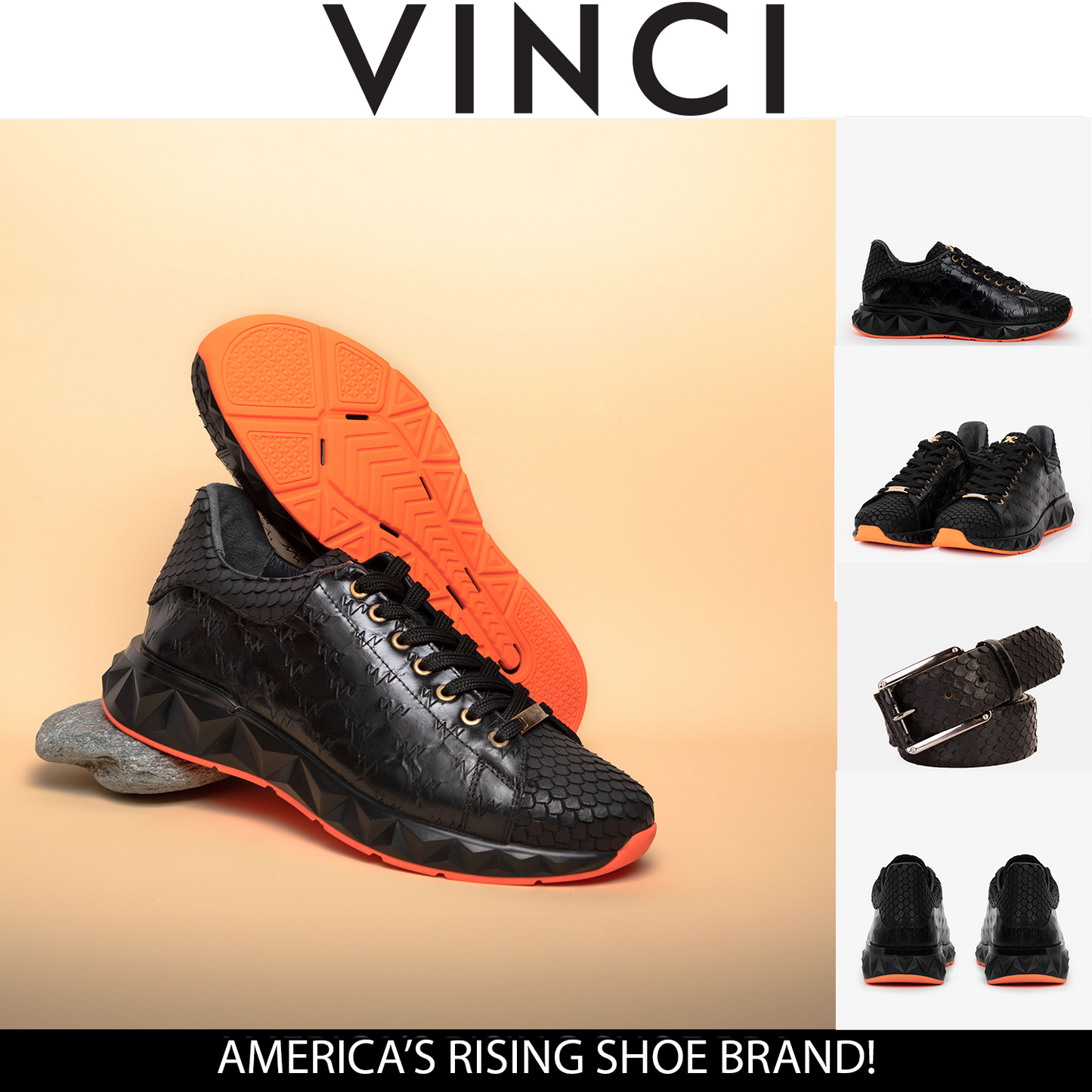 The Caesars Black Leather Men Sneaker