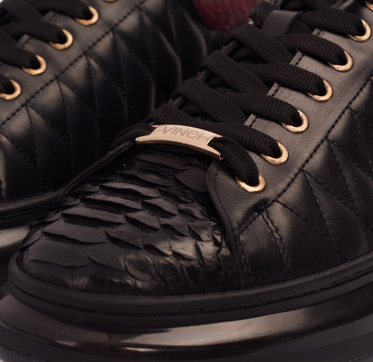 The Adler Pyht  Snk Skin Black & Burgundy Men Sneaker