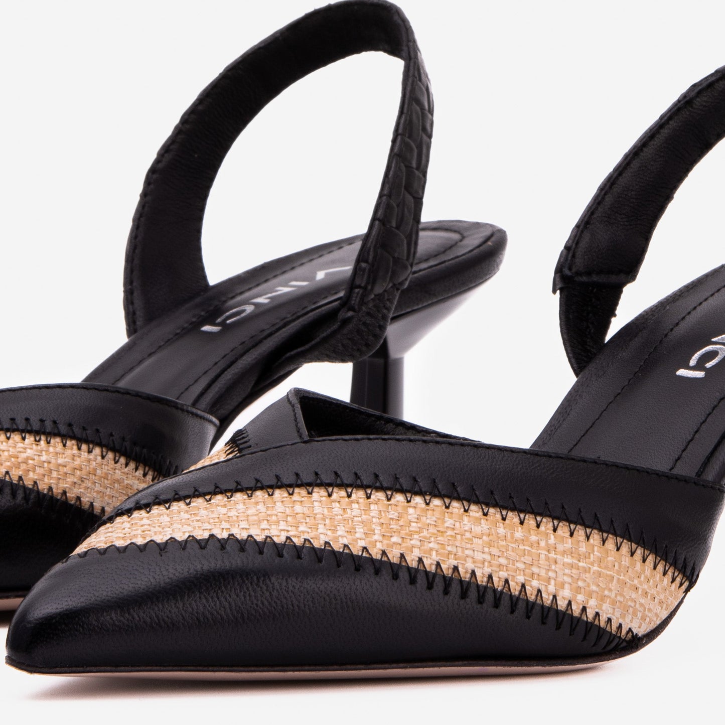 The Riviera Black & Raffia Slingback Women  Sandal