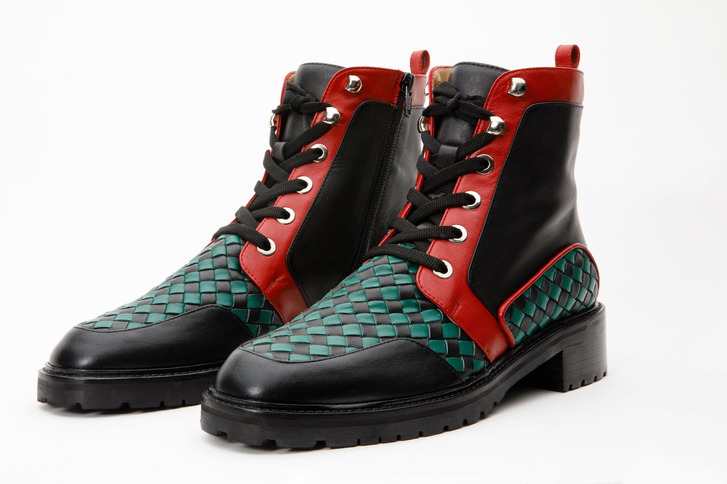 The Black River Black Handwoven Leather Ankle Women Boot Final Sale!